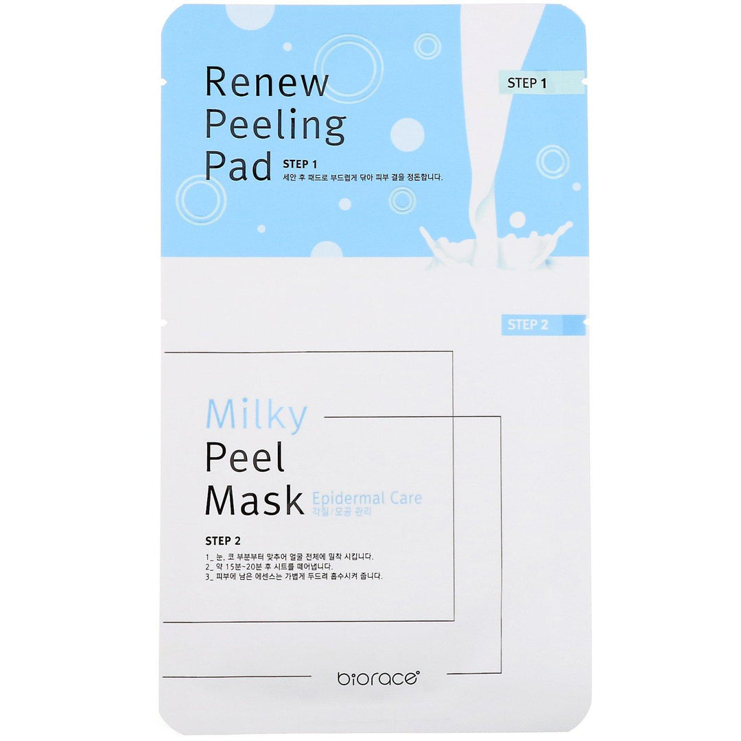 Biorace, Milky Peel Mask, Epidermal Care, 5 Sheets, 35 ml Each - HealthCentralUSA