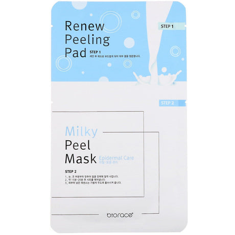 Biorace, Milky Peel Mask, Epidermal Care, 5 Sheets, 35 ml Each - Supply Center USA