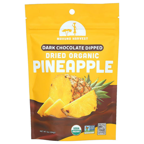 Mavuno Harvest, Dried Organic Pineapple, Dark Chocolate Dipped, 3 oz (84 g) - Supply Center USA