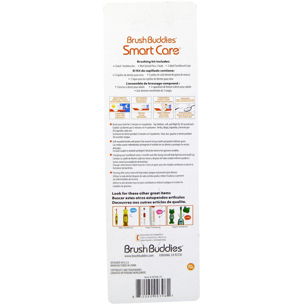 Brush Buddies, Smart Care, Brushing Kit, Adult, 2 Pack - HealthCentralUSA