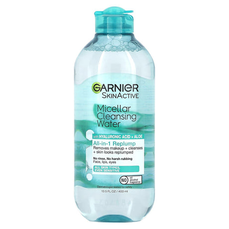 Garnier, SkinActive, Micellar Cleansing Water with Hyaluronic Acid + Aloe, 13.5 fl oz (400 ml) - Supply Center USA