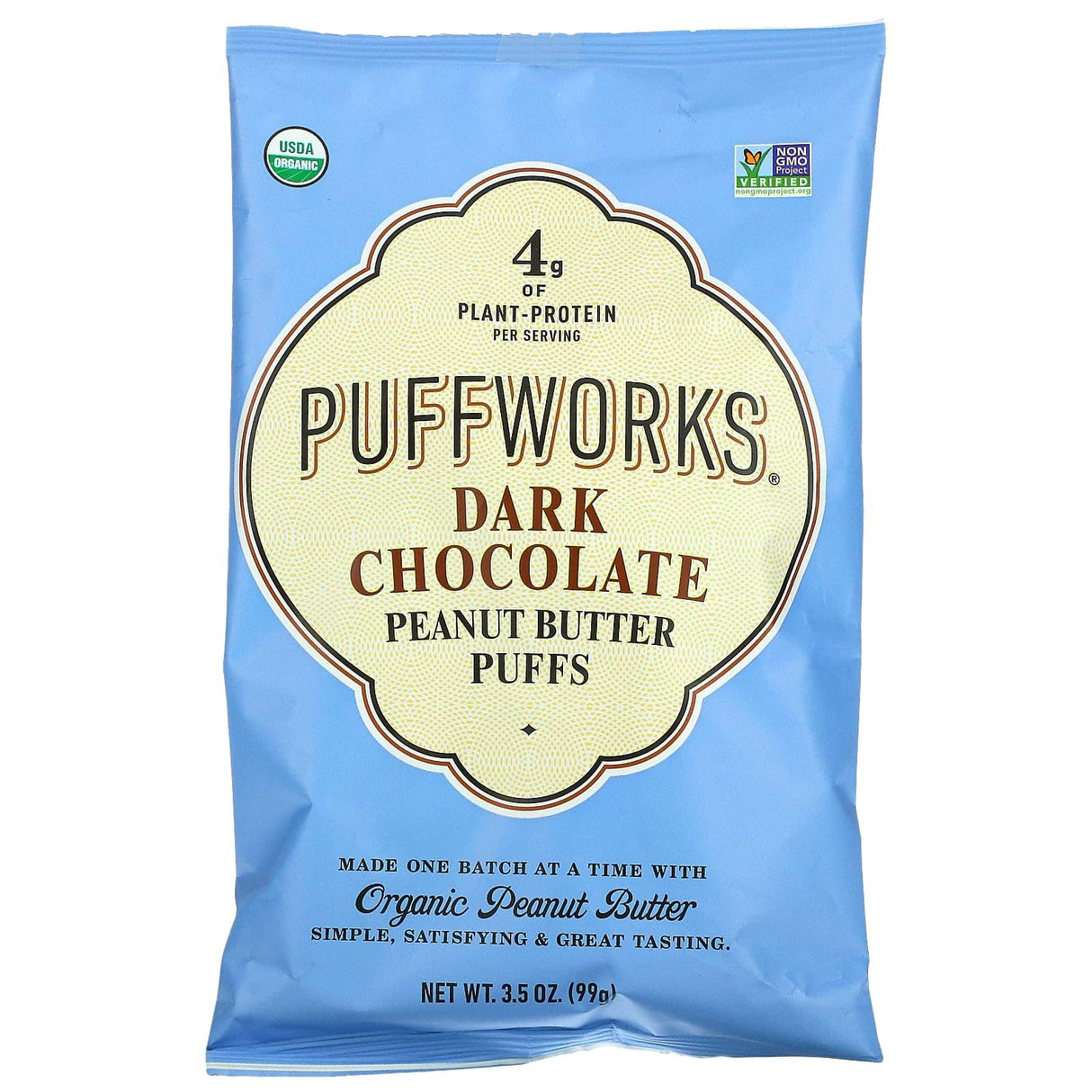 Puffworks, Peanut Butter Puffs, Dark Chocolate, 3.5 oz (99 g) - Supply Center USA