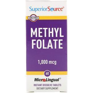 Superior Source, Methyl Folate, 1,000 mcg, 60 Tablets - Supply Center USA