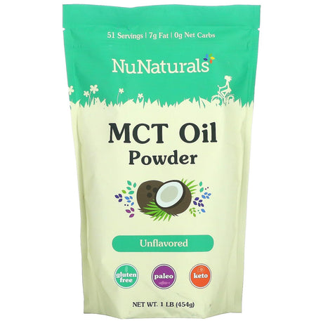 NuNaturals, MCT Oil Powder, Unflavored, 1 lb (454 g) - Supply Center USA