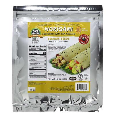 Norigami, Egg Wraps with Pea Protein, Chia Seeds, 10 Thin Wraps, 1.4 oz (40 g) - Supply Center USA