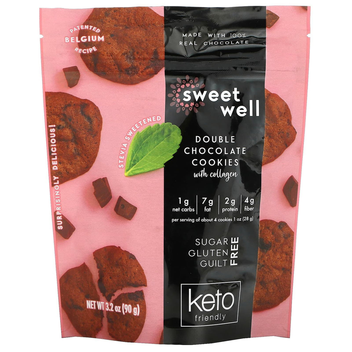 Sweetwell, Keto Cookies, with Collagen, Double Chocolate, 3.2 oz (90 g) - Supply Center USA