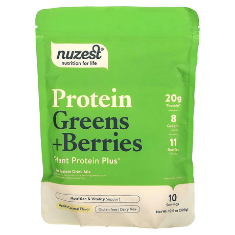 Nuzest, Protein Greens + Berries, Vanilla Caramel, 10.6 oz (300 g) - Supply Center USA