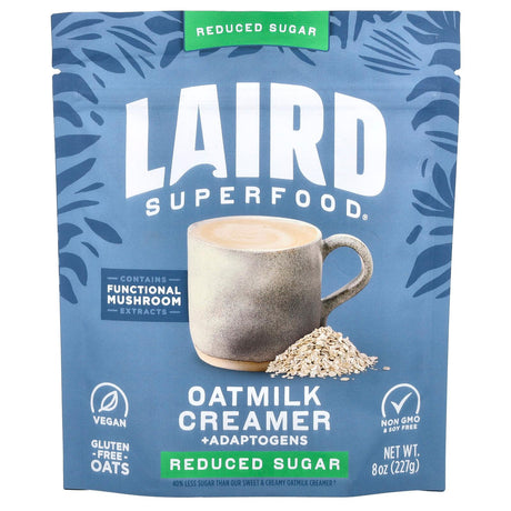 Laird Superfood, Oatmilk Creamer + Adaptogens, Reduced Sugar, 8 oz (227 g) - Supply Center USA