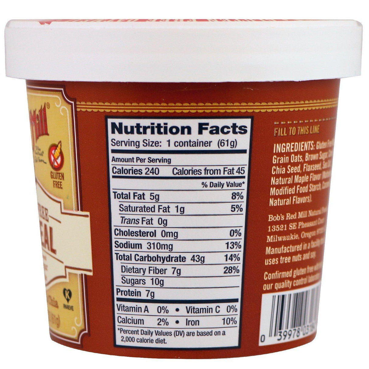 Bob's Red Mill, Oatmeal, Brown Sugar and Maple, 2.15 oz (61 g) - Supply Center USA