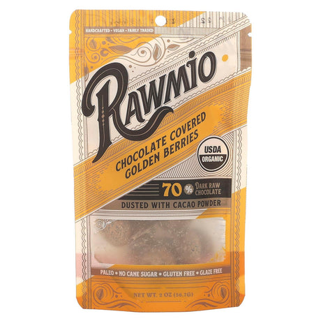 Rawmio, Chocolate Covered Golden Berries, 70% Dark Raw Chocolate, 2 oz (56.7 g) - Supply Center USA