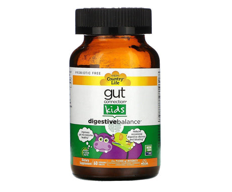 Country Life, Gut Connection Kids, Digestive Balance, Sweet & Sour, 60 Chewable Tablets - Supply Center USA