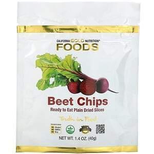 California Gold Nutrition, Beet Chips, Ready to Eat Plain Dried Slices, 1.4 oz (40g) - Supply Center USA