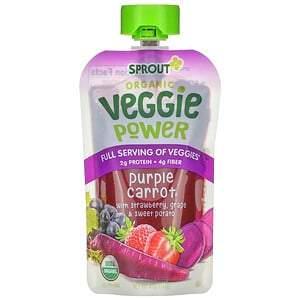 Sprout Organic, Veggie Power, Purple Carrot with Strawberry, Grape & Sweet Potato, 4 oz (113 g) - HealthCentralUSA