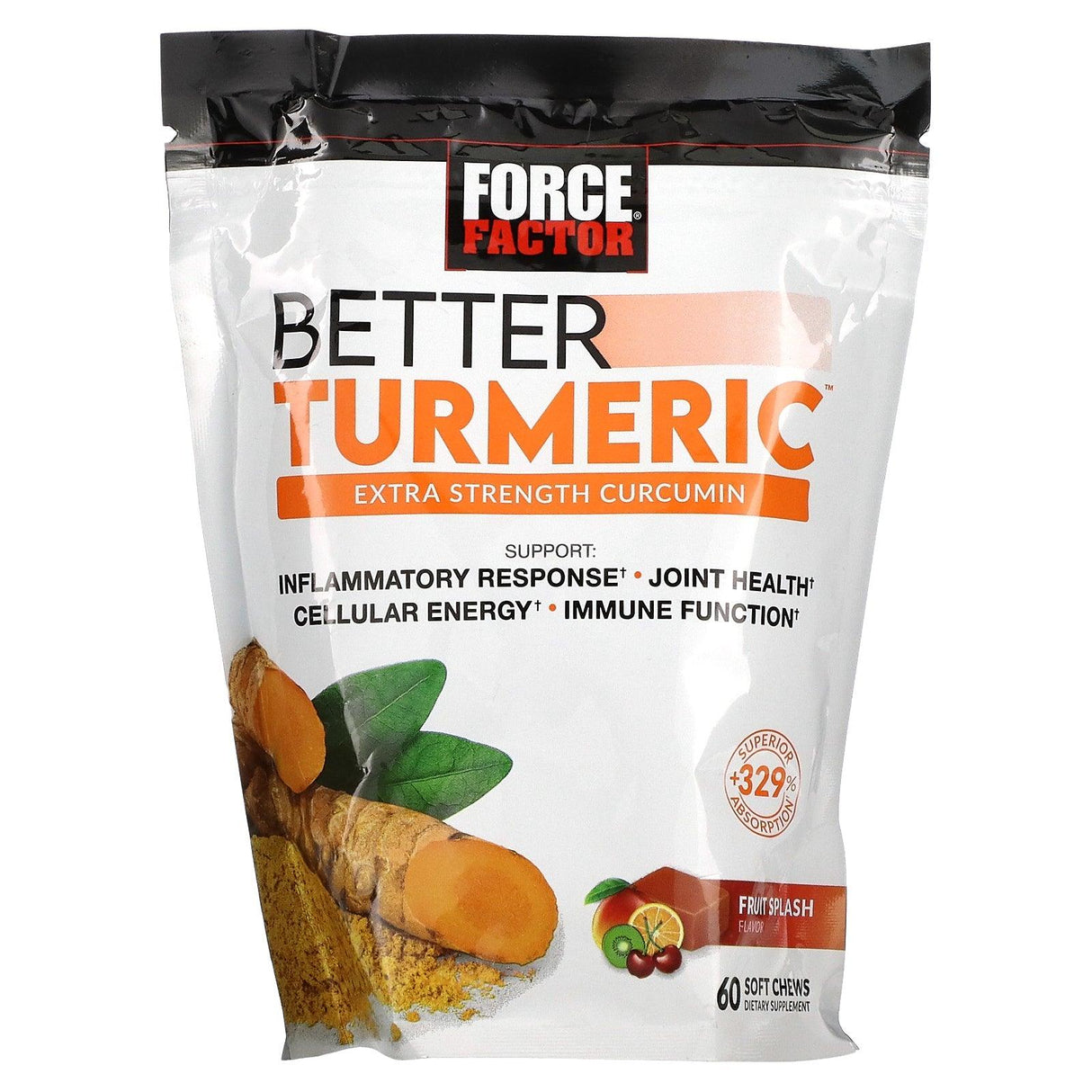 Force Factor, Better Turmeric, Extra Strength Curcumin, Fruit Splash, 60 Soft Chews - Supply Center USA