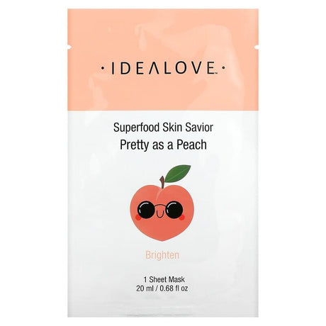 Idealove, Superfood Skin Savior, Pretty as a Peach, 1 Beauty Sheet Mask, 0.68 fl oz (20 ml) - Supply Center USA