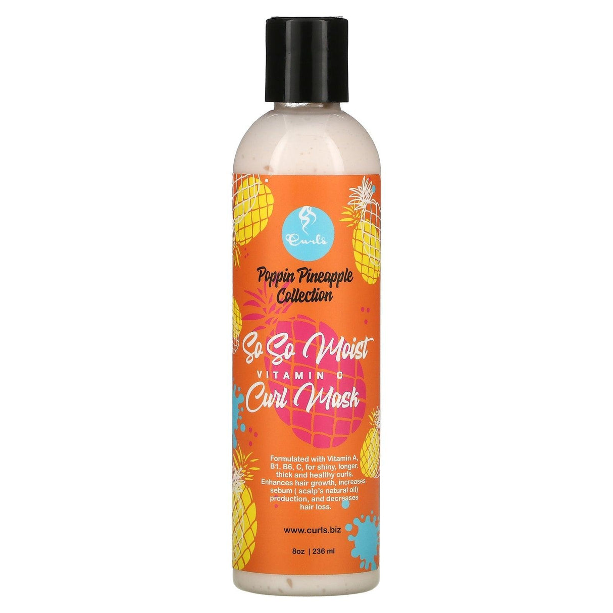 Curls, Poppin Pineapple Collection, So So Moist, Vitamin C, Curl Mask, 8 oz (236 ml) - Supply Center USA