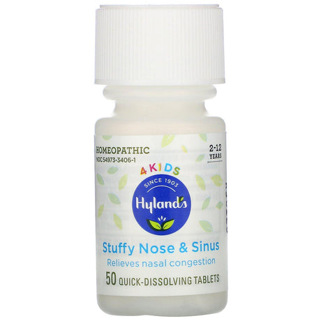 Hyland's, 4 Kids, Stuffy Nose and Sinus, 2-12 Years, 50 Quick-Dissolving Tablets - Supply Center USA