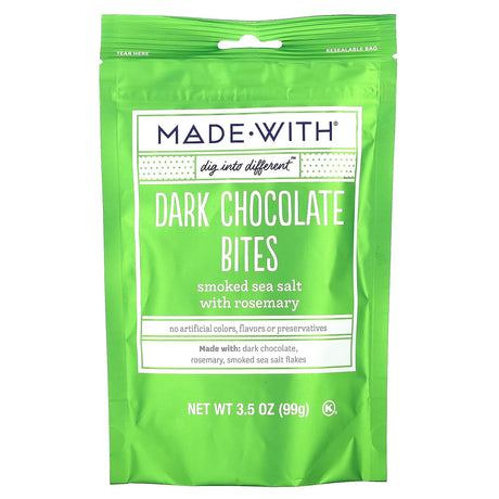 Made With, Dark Chocolate Bites, Smoked Sea Salt with Rosemary , 3.5 oz (99 g) - Supply Center USA