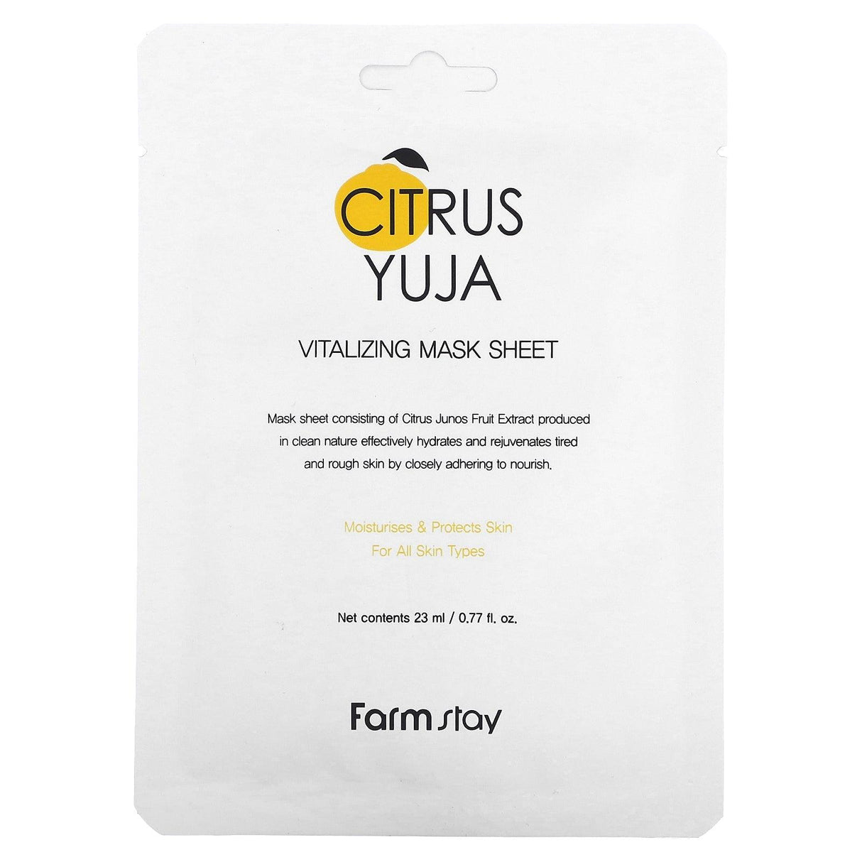 Farmstay, Citrus Yuja, Vitalizing Beauty Mask Sheet, 1 Sheet, 0.77 fl oz (23 ml) - Supply Center USA