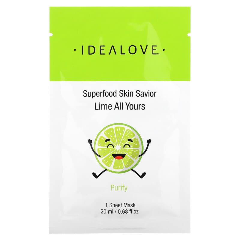 Idealove, Superfood Skin Savior, Pretty as a Peach, 1 Beauty Sheet Mask, 0.68 fl oz (20 ml) - Supply Center USA