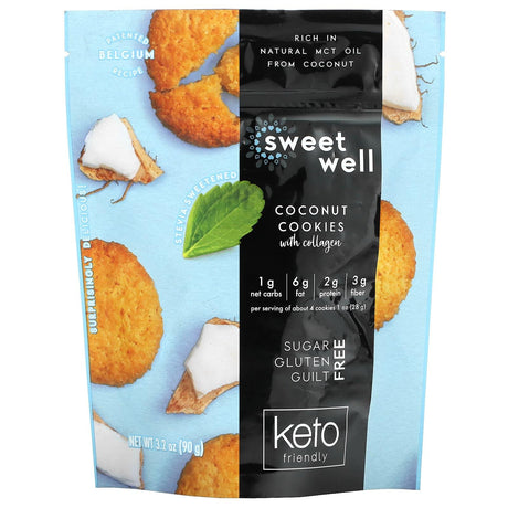 Sweetwell, Keto Cookies, with Collagen, Coconut, 3.2 oz (90 g) - Supply Center USA