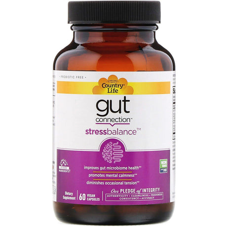 Country Life, Gut Connection, Stress Balance, 60 Vegan Capsules - Supply Center USA