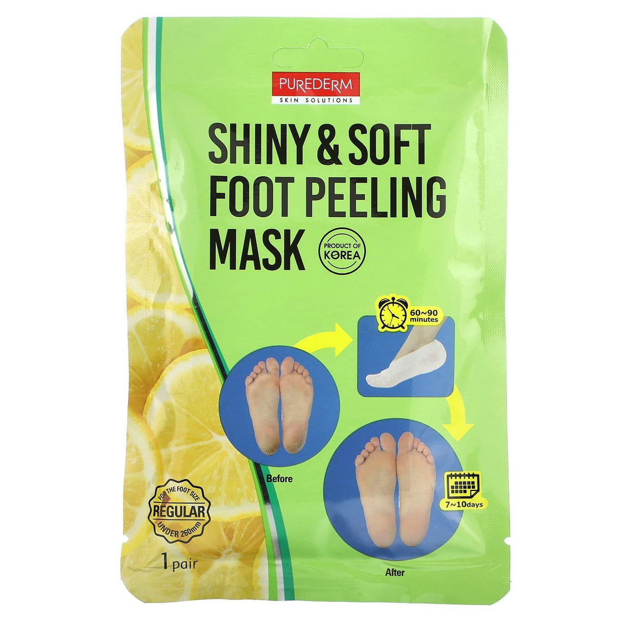 Purederm, Shiny & Soft Foot Peeling Beauty Mask, Regular, 1 Pair, 17 g - Supply Center USA