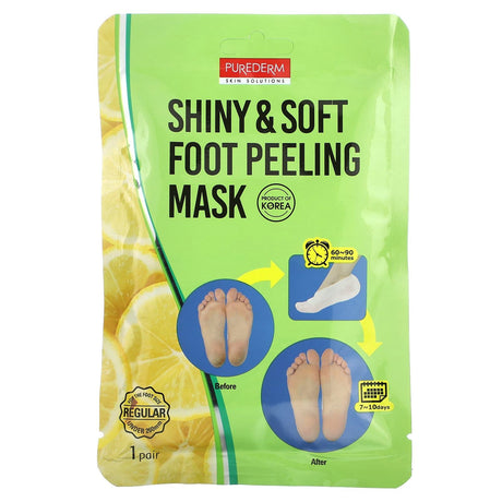 Purederm, Shiny & Soft Foot Peeling Beauty Mask, Regular, 1 Pair, 17 g - Supply Center USA