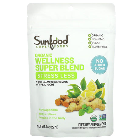 Sunfood, Organic Wellness Super Blend, Stress Less, 8 oz (227 g) - Supply Center USA