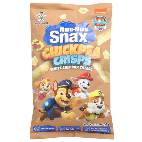 Hot Kid, Mum-Mum Snax™, Chickpea Crisps, Paw Patrol™, Ages 2+, White Cheddar Cheese, 2.12 oz (60 g) - Supply Center USA