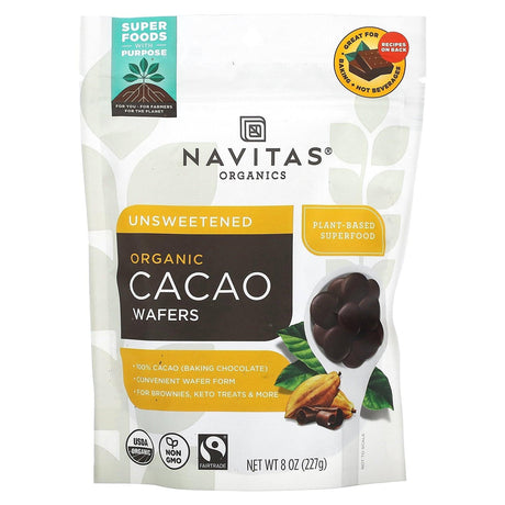 Navitas Organics, Organic Cacao Wafers, Unsweetened, 8 oz (227 g) - Supply Center USA