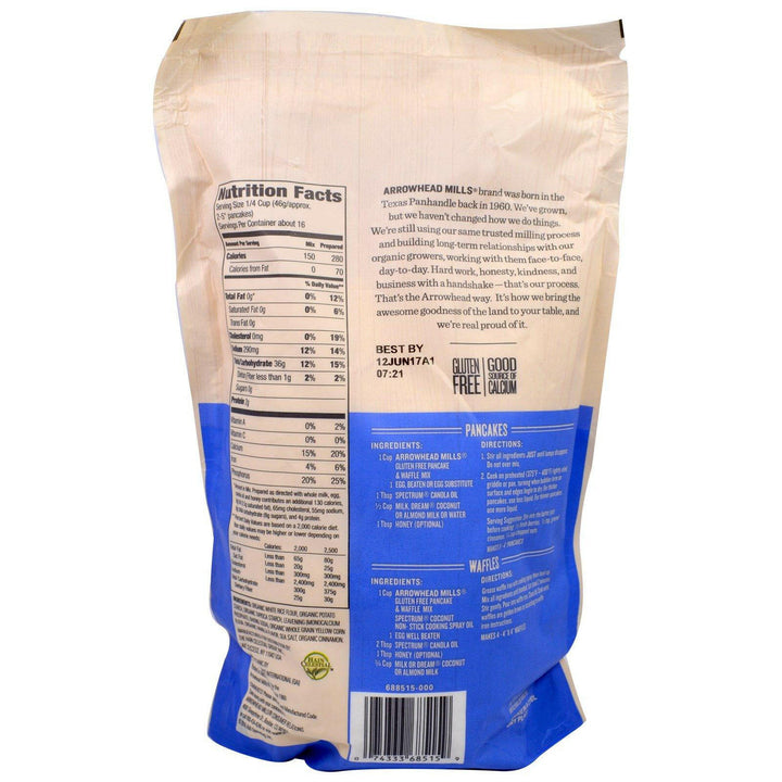 Arrowhead Mills, Organic Pancake & Waffle Mix, Gluten Free, 1.6 lbs (737 g) - HealthCentralUSA