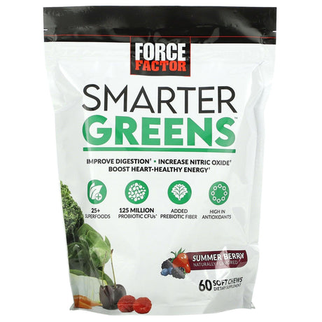 Force Factor, Smarter Greens, Summer Berry, 60 Soft Chews - Supply Center USA