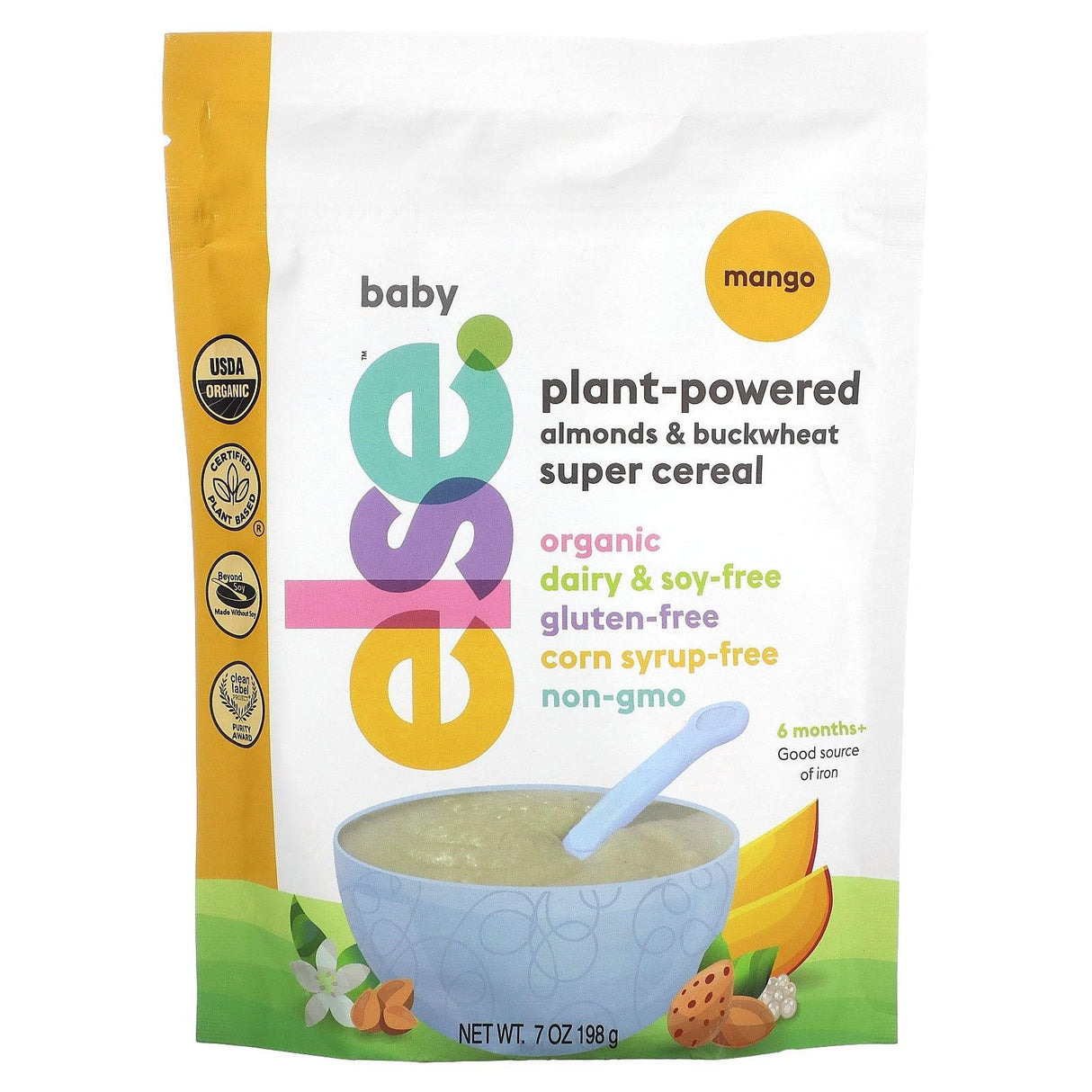 Else, Baby, Plant-Powered Almonds & Buckwheat Super Cereal, 6+ Months, Mango, 7 oz (198 g) - Supply Center USA