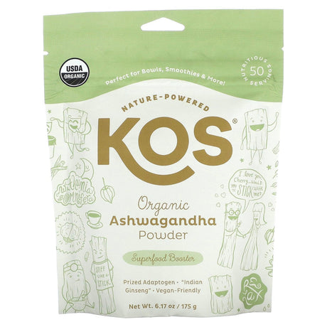 KOS, Organic Ashwagandha Powder, 6.17 oz (175 g) - Supply Center USA