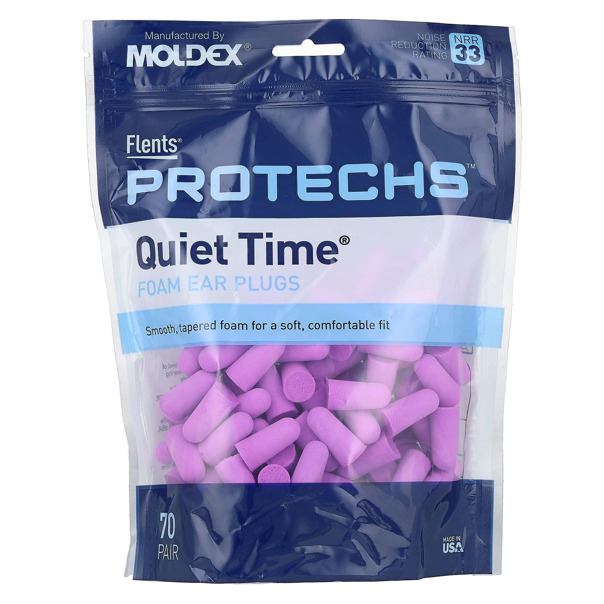 Flents, Protechs, Quiet Time, Foam Ear Plugs, 70 Pair - Supply Center USA