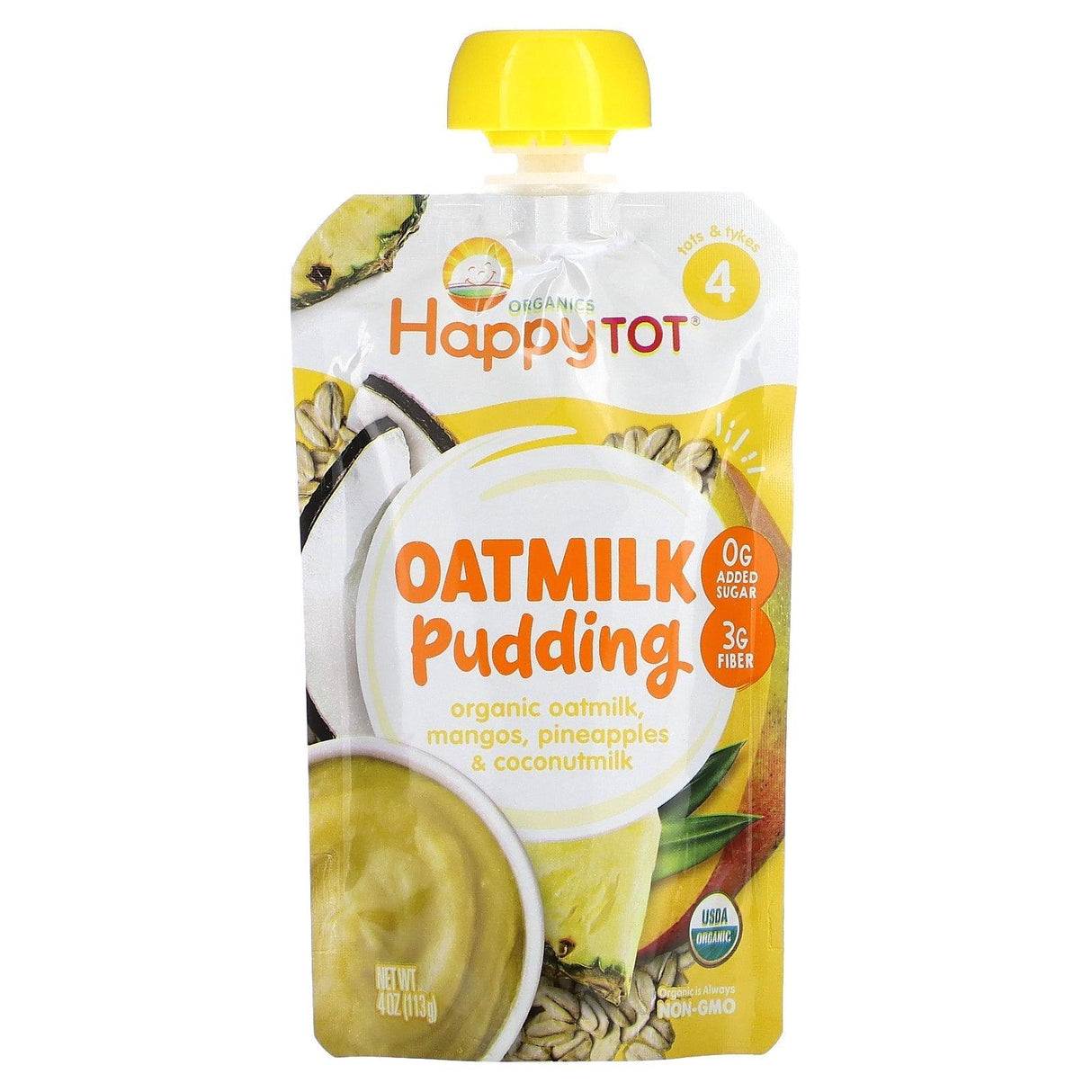 Happy Family Organics, Happy Tot, Oatmilk Pudding, Stage 4, Organic Oatmilk, Mangos, Pineapples & Coconutmilk, 4 oz (113 g) - Supply Center USA