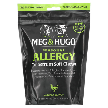 Meg & Hugo, Seasonal Allergy, Colostrum Soft Chews, For Dogs, All Ages, Chicken, 120 Soft Chews, 13.76 oz (390 g) - Supply Center USA