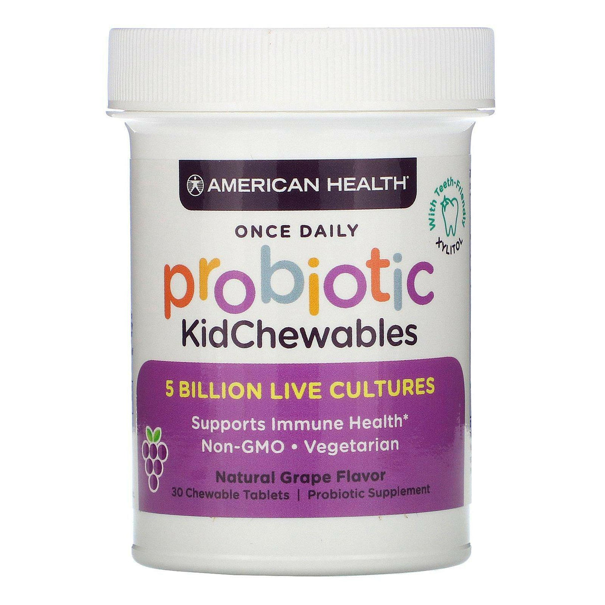 American Health, Probiotic KidChewables, Natural Grape Flavor, 5 Billion Live Culture, 30 Chewable Tablets - Supply Center USA