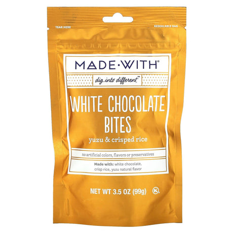 Made With, White Chocolate Bites, Yuzu & Crisped Rice, 3.5 oz (99 g) - Supply Center USA