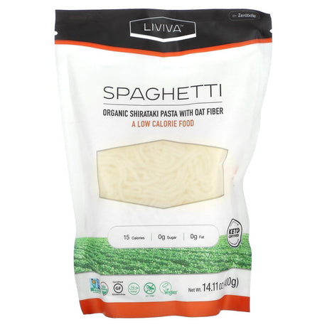 LIVIVA, Spaghetti, Organic Shirataki Pasta With Oat Fiber, 14.11 oz (400 g) - Supply Center USA