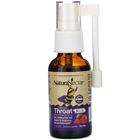 NaturaNectar, Bee Hero Throat Kids, Natural Propolis Spray, Berry Blast, 30 ml - Supply Center USA