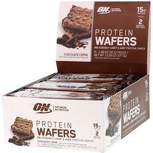 Optimum Nutrition, Protein Wafers, Chocolate Creme, 9 Packs, 1.48 oz (42 g) Each - Supply Center USA