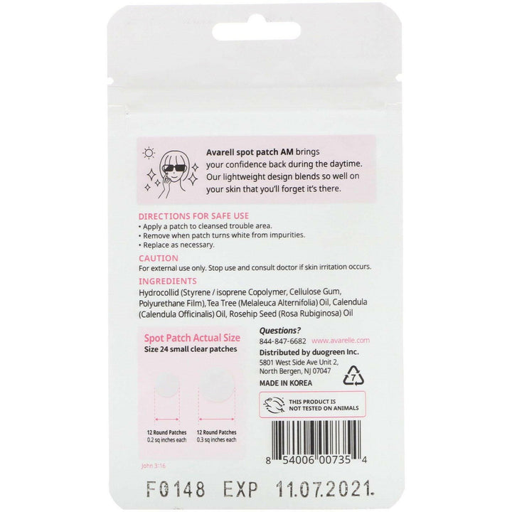 Avarelle, Spot Patch AM, 24 Clear Patches - HealthCentralUSA