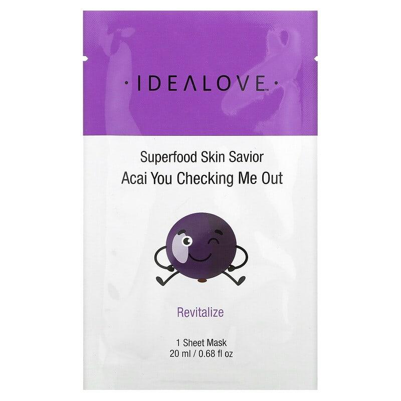 Idealove, Superfood Skin Savior, Pretty as a Peach, 1 Beauty Sheet Mask, 0.68 fl oz (20 ml) - Supply Center USA