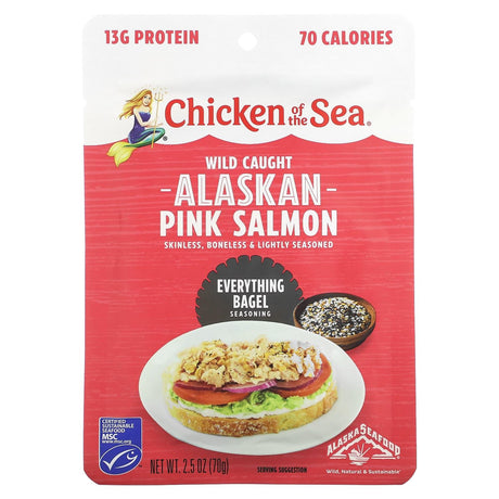 Chicken of the Sea, Wild Caught Alaskan Pink Salmon, Everything Bagel Seasoning, 2.5 oz (70 g) - Supply Center USA