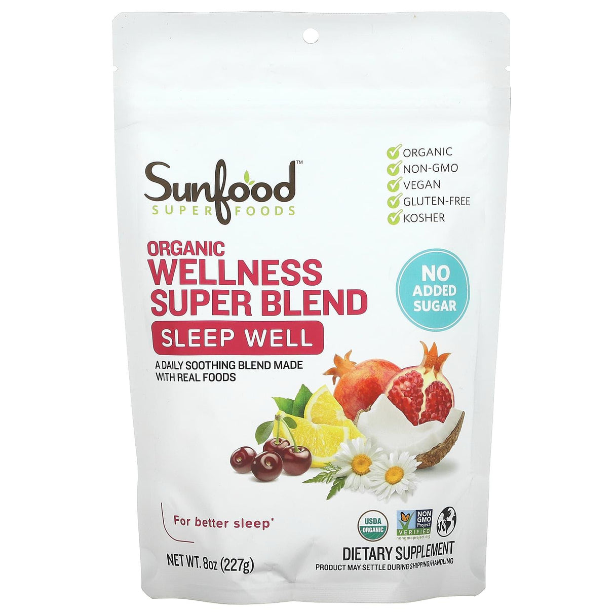 Sunfood, Organic Wellness Super Blend, Sleep Well, 8 oz (227 g) - Supply Center USA