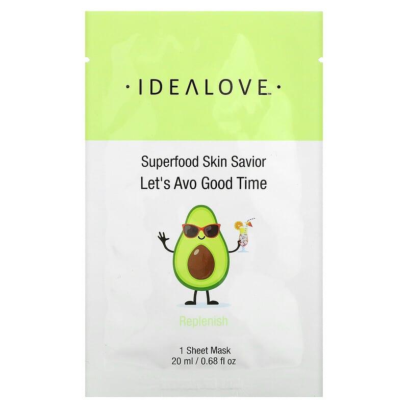 Idealove, Superfood Skin Savior, Pretty as a Peach, 1 Beauty Sheet Mask, 0.68 fl oz (20 ml) - Supply Center USA