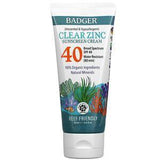 Badger Company, Clear Zinc Sunscreen Cream, SPF40, Unscented, 2.9 fl oz (87 ml) - Supply Center USA