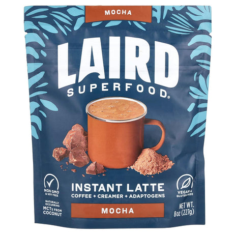 Laird Superfood, Instant Latte, Coffee + Creamer + Adaptogens, Mocha, 8 oz (227 g) - Supply Center USA